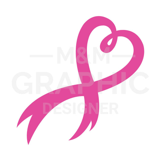 Breast Cancer Heart Ribbon Digital File